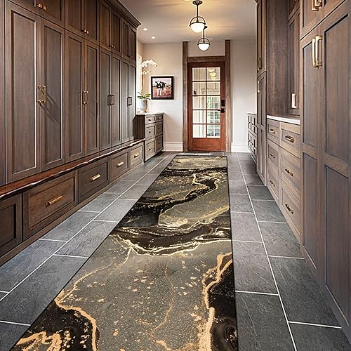 ARTCREATOR Alfombra abstracta moderna para pasillo, alfombra lavable de 2 x 10 pies, alfombra larga y ultra suave, antideslizante de pelo bajo,