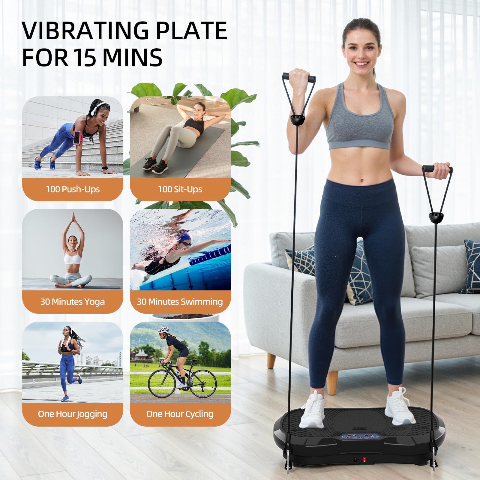 TLGREEN Plateforme vibrante Moteur Ultra Silencieux 120 Niveaux 10 programmes entraînement télécommande Bandes entraînement Rouge Noir