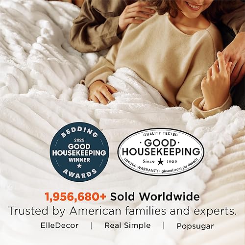 Miniatura 371 de Bedsure - Manta de vellón gris, para sofá, tamaño Queen, mantas súper suaves y acogedoras para mujer, bonita manta pequeña para niñas, 90 x 90