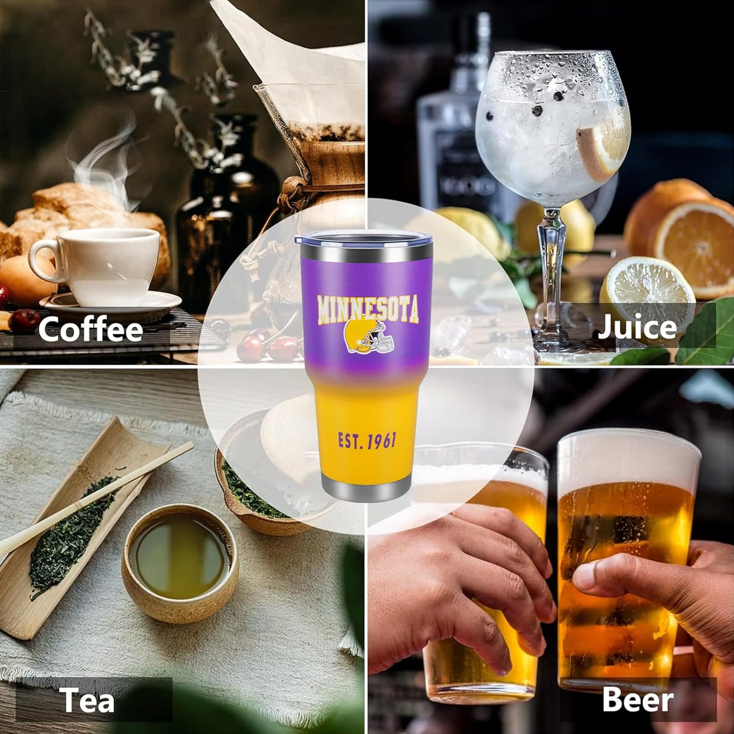 30oz Insulated Car Tumbler Coffee Mug,Sports Travel Football Mug, Classic Collection Gifts for Men Women Fans,With lid and straw - Image 7