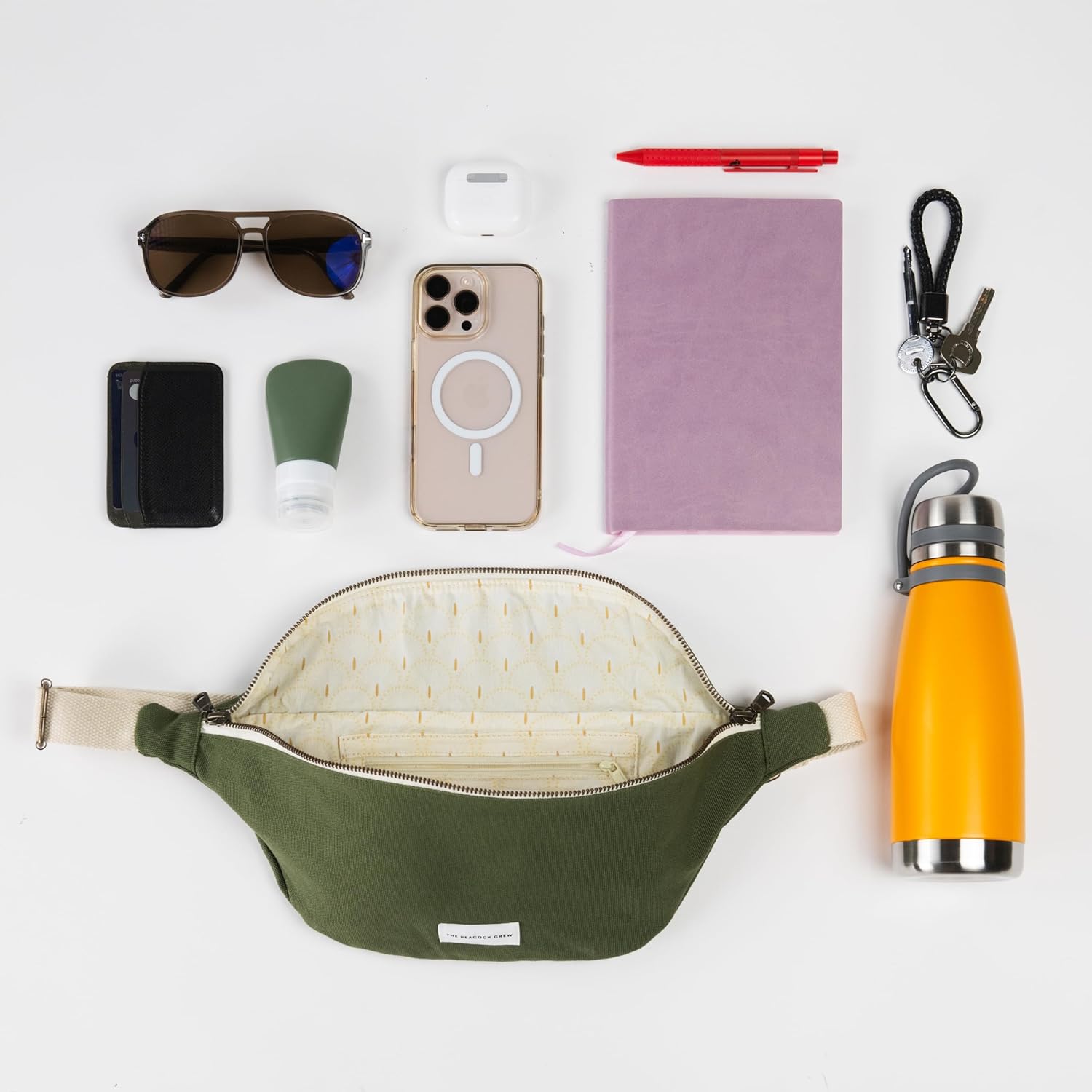 Spacious Red Crossbody Belt Bag in Cotton Canvas – Lightweight Comfortable & Elegant Sling Pouch Travel Safe Design & Daily Use – Dual Zippers Fanny Pack for Men & Women - Image 8