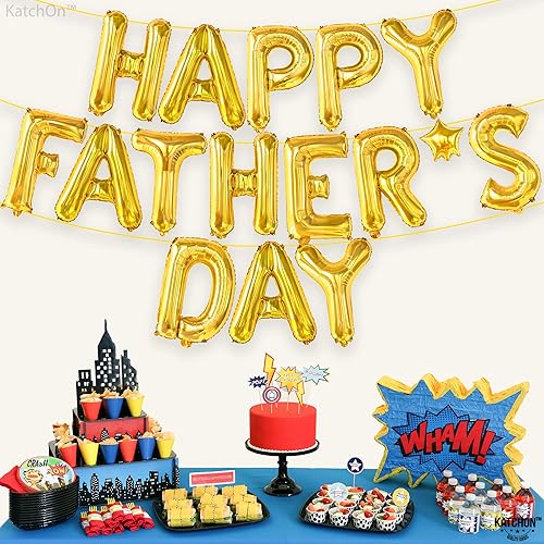Miniatura 9 de KatchOn, Globos dorados para el día del padre, 16 pulgadas, decoraciones doradas del día del padre para fiesta, pancarta del día del padre,