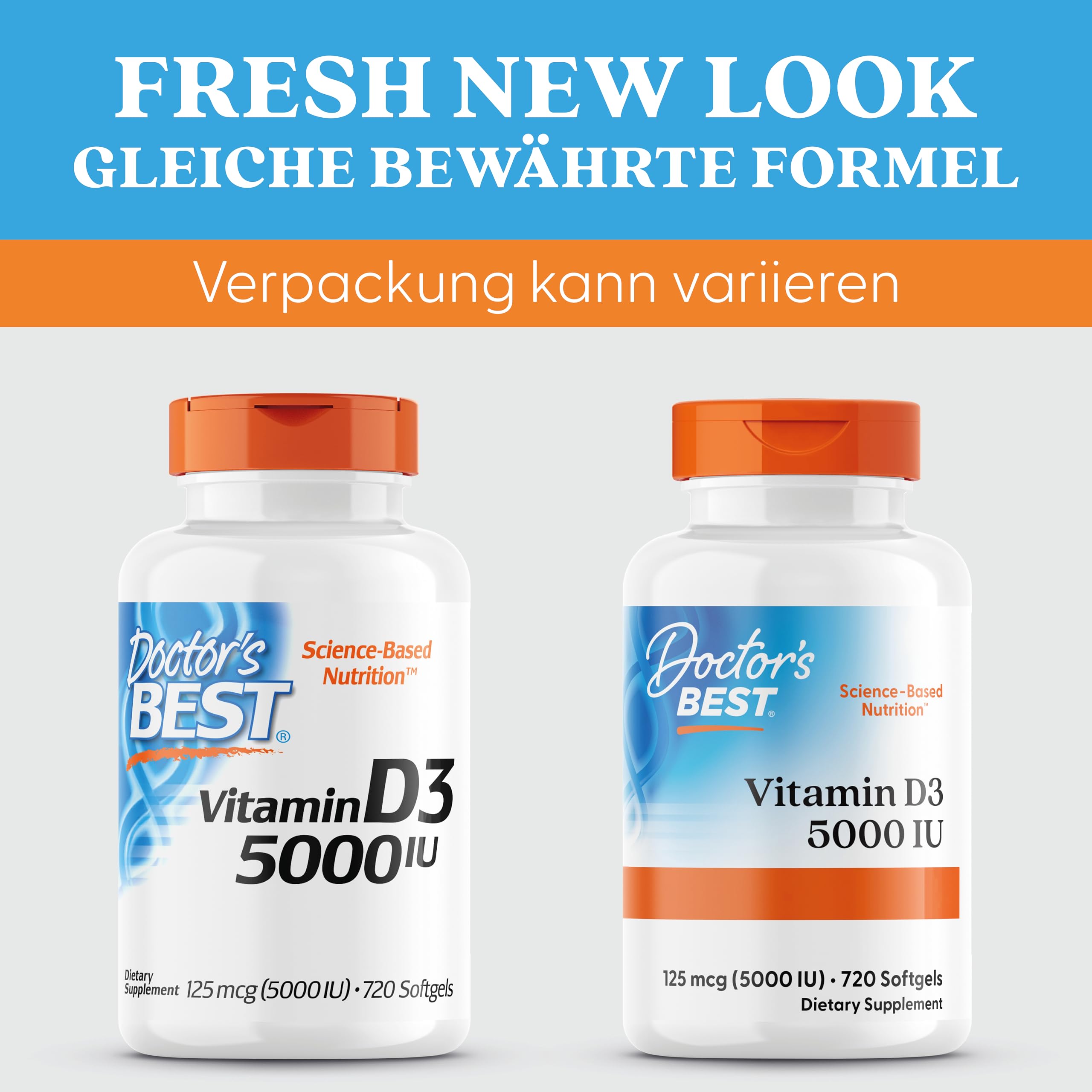 Doctor's Best, Vitamin D3, 5.000 IU, Hochdosiert, Depot Wochendosis, 720 Weichkapseln, Laborgeprüft, Sojafrei, Glutenfrei, Ohne Gentechnik