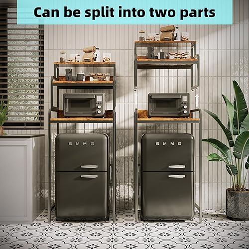 Miniatura 5 de Mini soporte para nevera de 4 niveles con almacenamiento, mini gabinete para refrigerador con almacenamiento, soporte para microondas, estante para