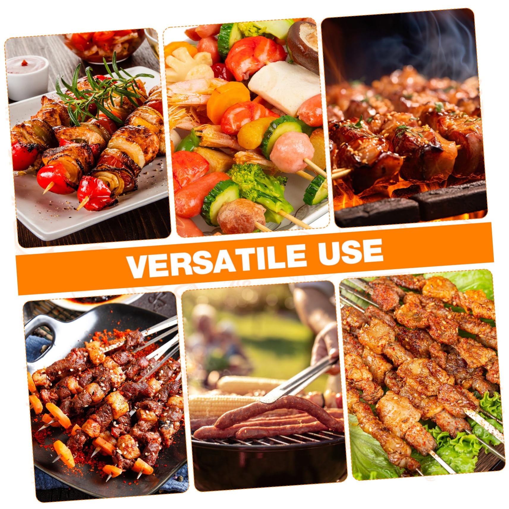 BESPORTBLE 12piezas Brochetas Inoxidable Para Barbacoa Mango De Madera Reutilizables y Resistentes Para Kebab y Verduras Utensilios De Grill y Picnics