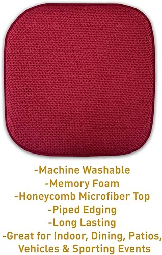 Miniatura 3 de Sweet Home Collection Cojines de espuma viscoelástica para silla, diseño de panal, antideslizante, funda de asiento de 16 x 16 pulgadas, paquete de