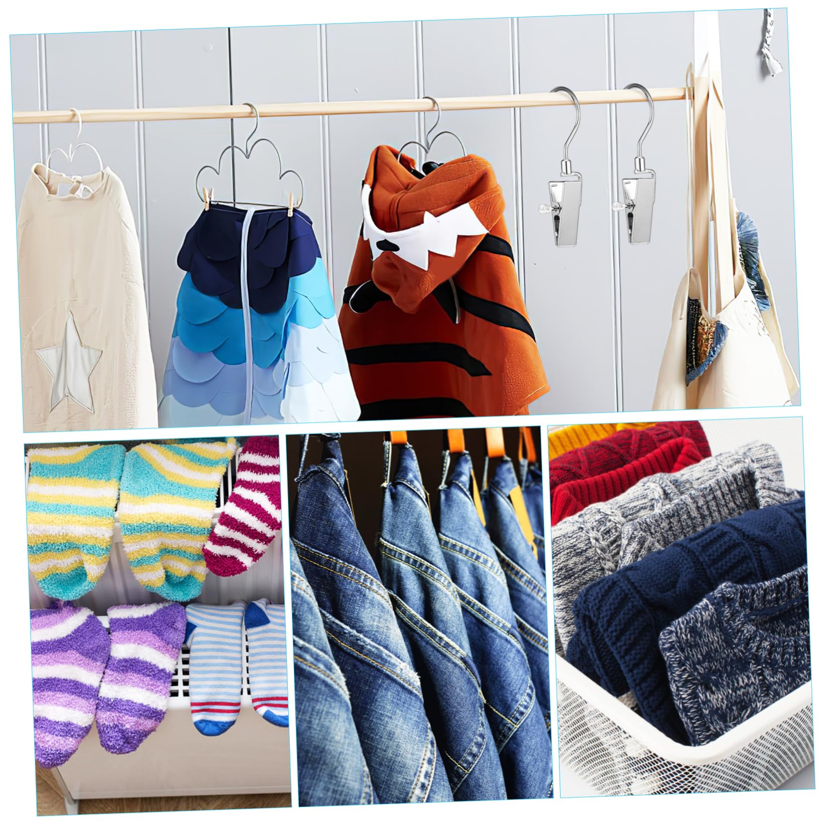 10piezas Pinzas De Metal para Ropa Perchas Giratorias para Zapatos y Sombreros Organizador para Armarios y Tiendas