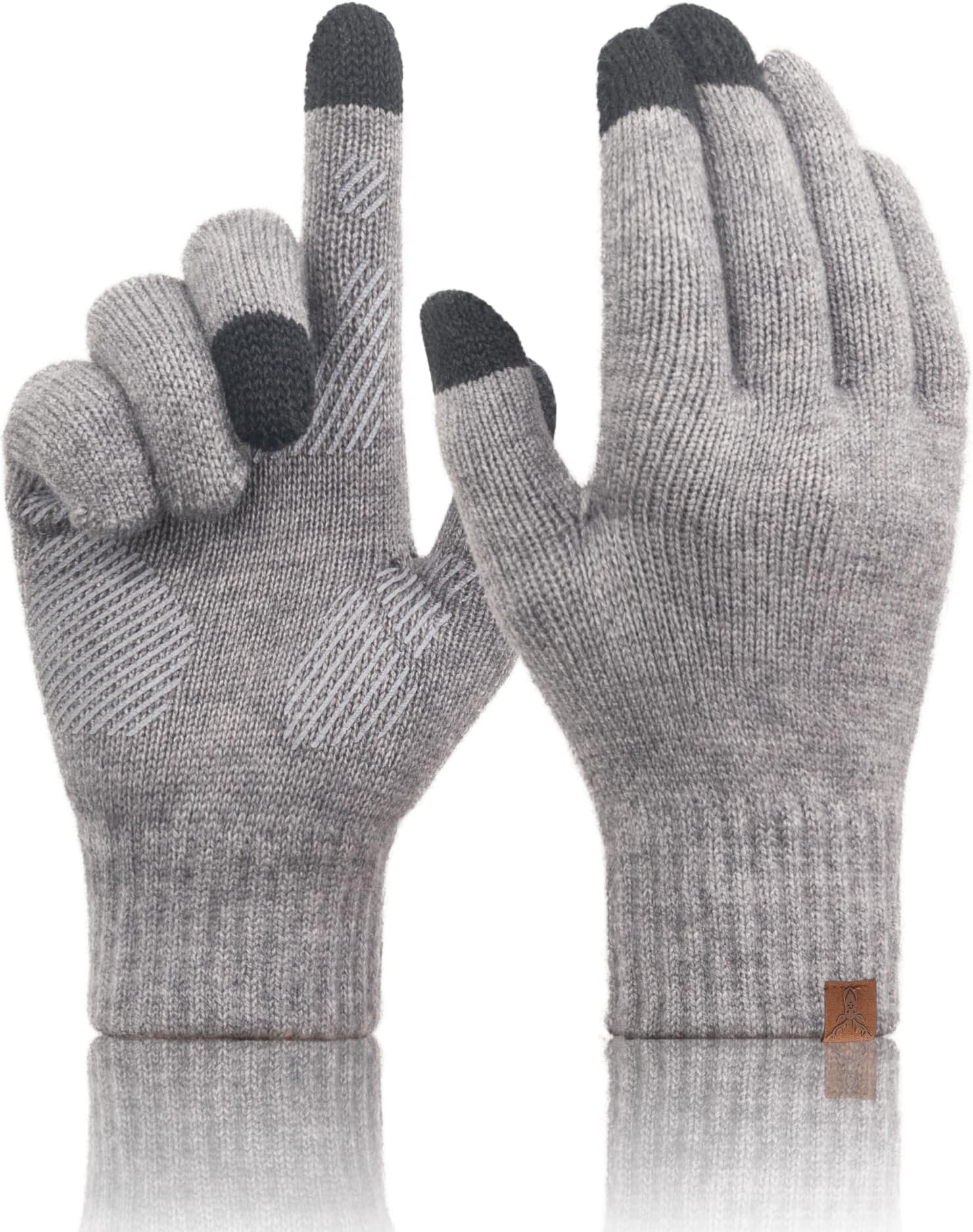 Merino Wool Winter Gloves: Touch Screen Knitted Gloves Warm Thin Non-slip Glove for Men Women Driving Running Gift