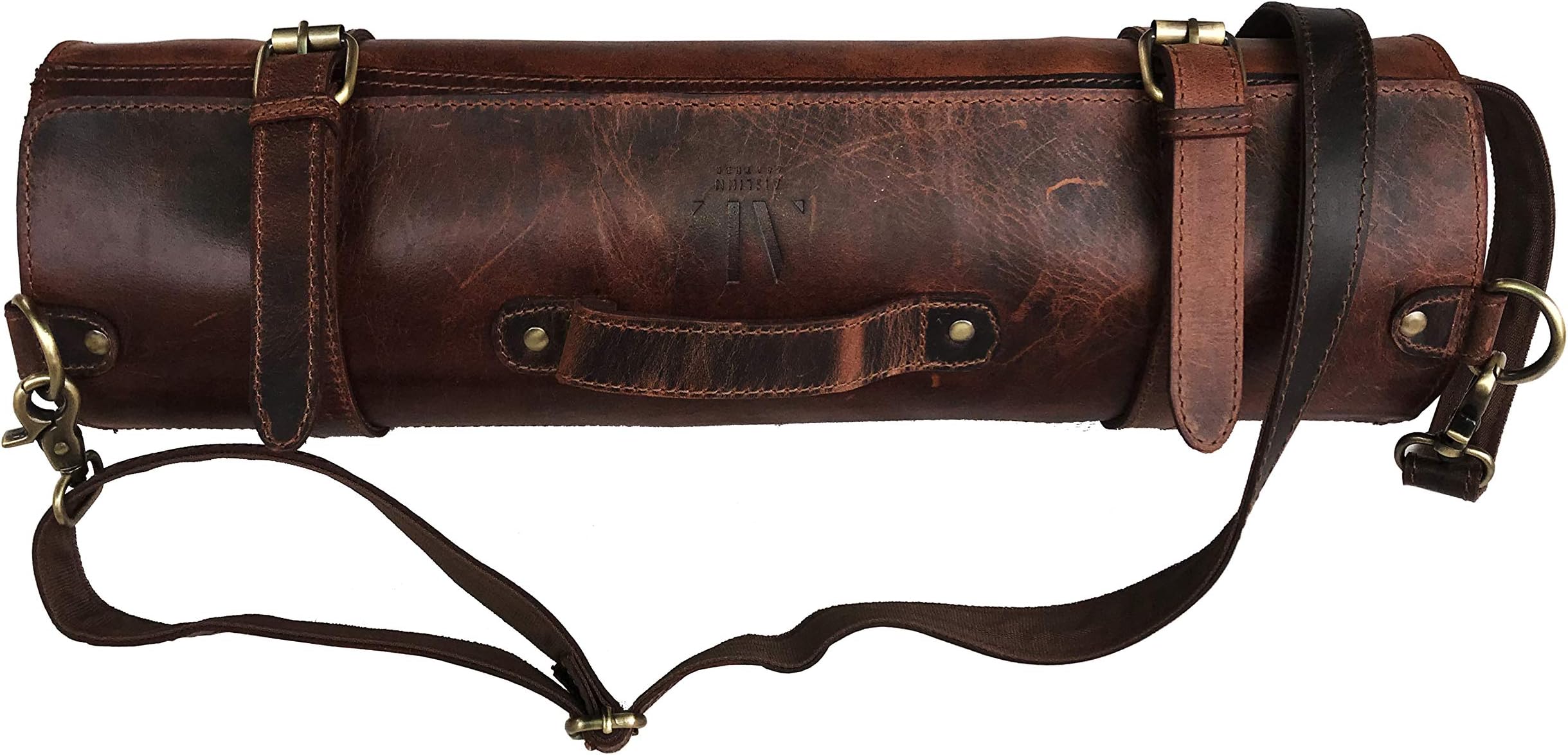Leather Knife Roll | Leather Knife Case | Leather Knife Roll for Chef | Chef Knife Roll | Leather Knife Roll Bag | Kitchen Knife Case (Brown)