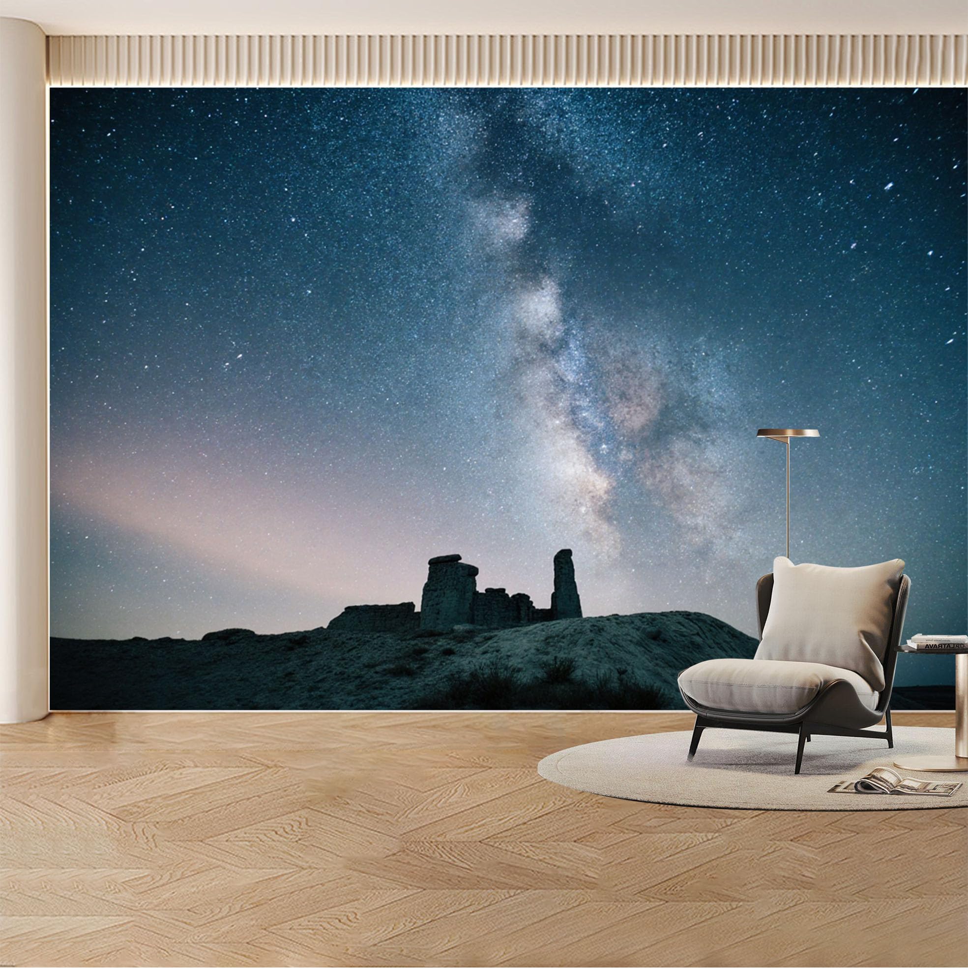 Custom Wall Mural Wallpaper Milky Way Galaxy， Starry Night Sky， Nature Landscape， 3D Effect Wall Decor， Luxury Modern for Living Room， Bedroom， Office