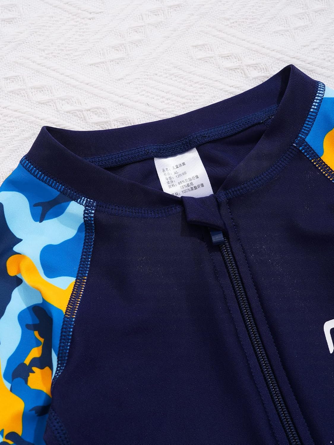 Hansber Kids Boys Girls One Piece Swimsuit Long Sleeve Printed Rash Guard Shirts for Summer Seaside Vacation