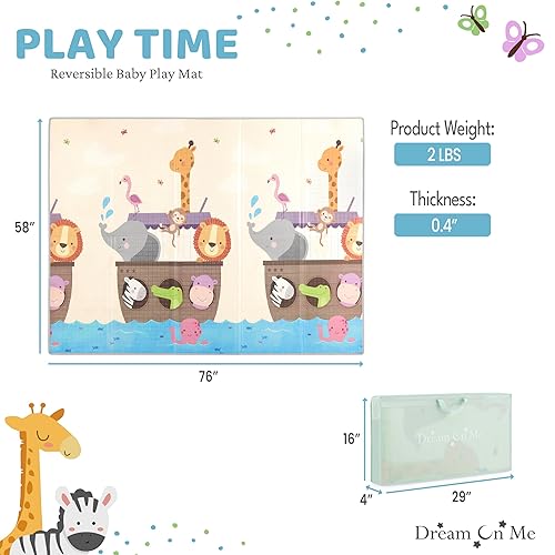 Miniatura 4 de Dream On Me Play Time - Alfombra de juego reversible para bebé, plegable, extra grande, gruesa, de espuma, para niños pequeños, impermeable,