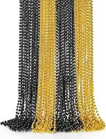 Vista 1 de 24 piezas de suministros para fiestas de cuentas de Nochevieja, collar de cuentas negras y doradas, collares de cuentas de Nochevieja de 33