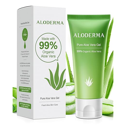 Aloderma 99% Organic Aloe Vera Gel for Face Made within 12 Hours of Harvest - Natural Hydrating Pure Aloe Vera Gel for Soothing Skincare - Moisturizing Aloe Gel for Skin, Face, & Sensitive Skin, 4oz