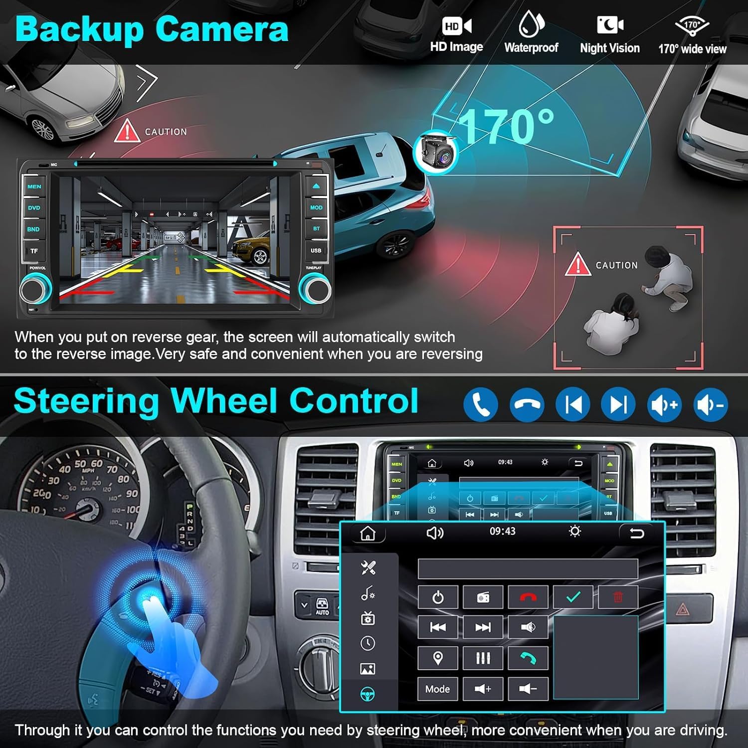 7 Inch Car Radio for Toyota 4Runner 2003-2009, for Tundra 2003-2006, for Sequoia 2003-2007, Car Stereo with CD/DVD Player- CarPlay & Android Auto,Bluetooth & FM Radio