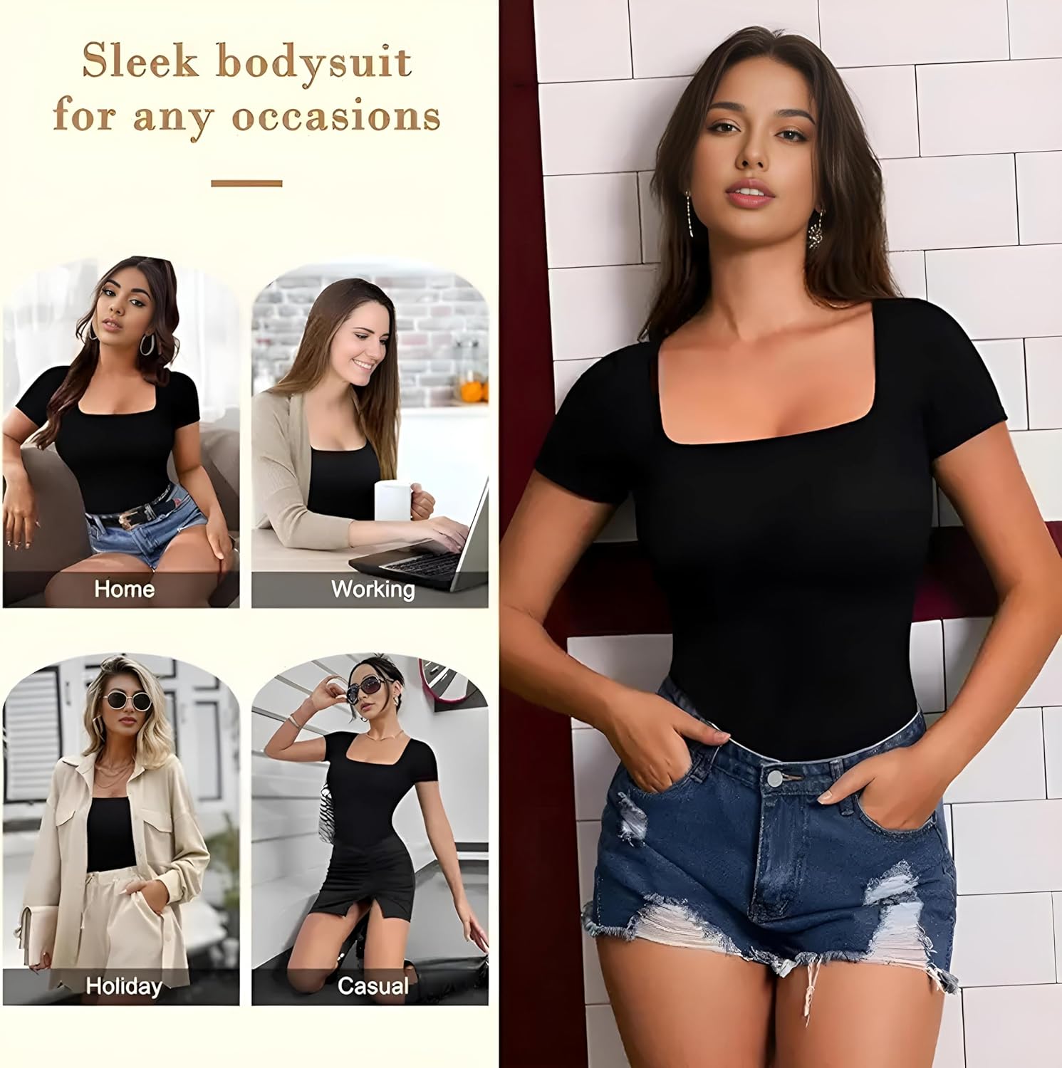 2 Body Donna Con Scollo Quadrato - Senza Maniche, Elegante E Morbido, Perfetto Per Tutti I Giorni
