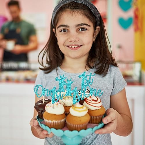 Miniatura 6 de Paquete de 24 adornos para cupcakes con purpurina para el primer cumpleaños para corona, un cumpleaños, decoración de pastel de primer cumpleaños,