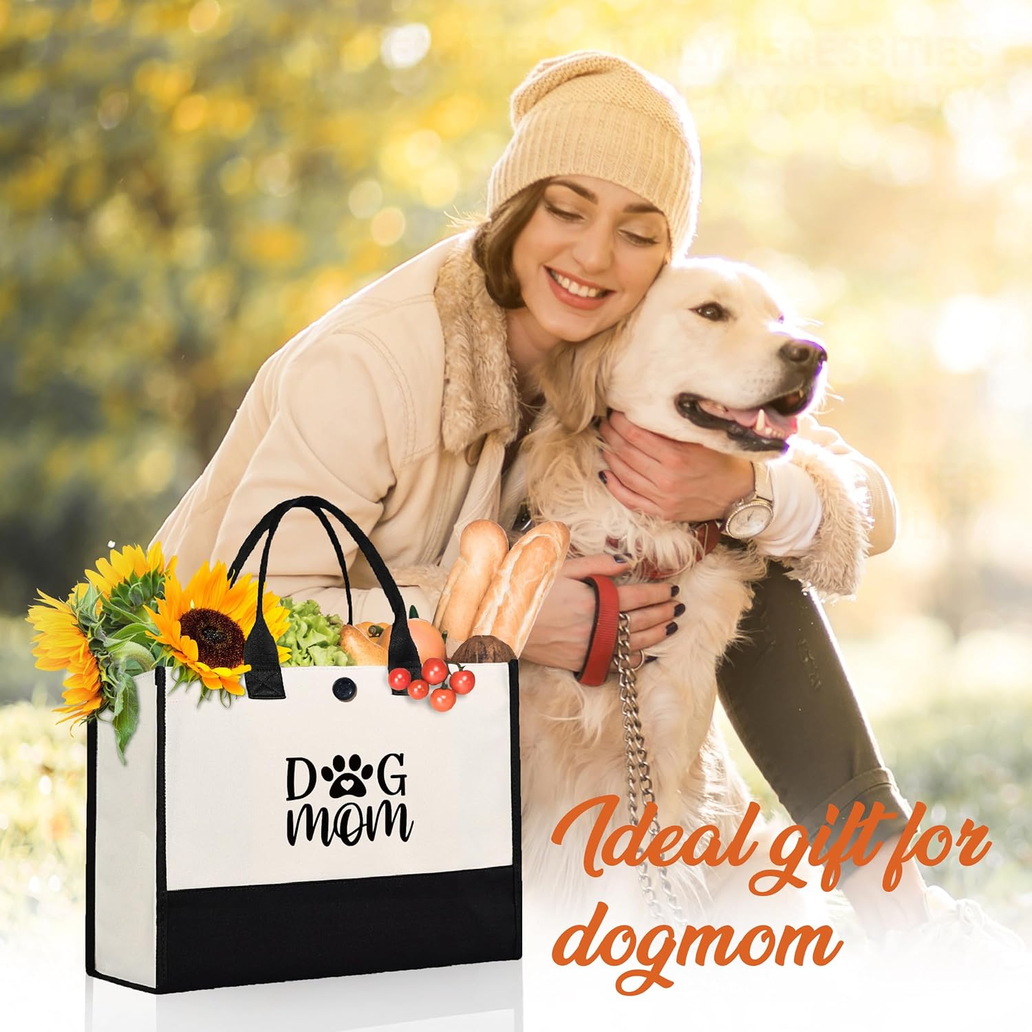 Craftique Dog Mom Gifts for Women, Dog Mom Tote Bag Birthday Gifts for Dogs Lovers, Practical Tote Bag for Shopping Travel Picnic, 17” x 6.7” x 12.5” - Image 2