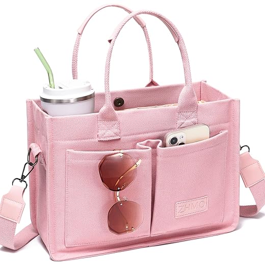 ZHMO Canvas Tote Bag for Women,Women's Bags Crossbody Bags Work Laptop Tote Bag Large Handbags Purse for Travel Nurse Teacher