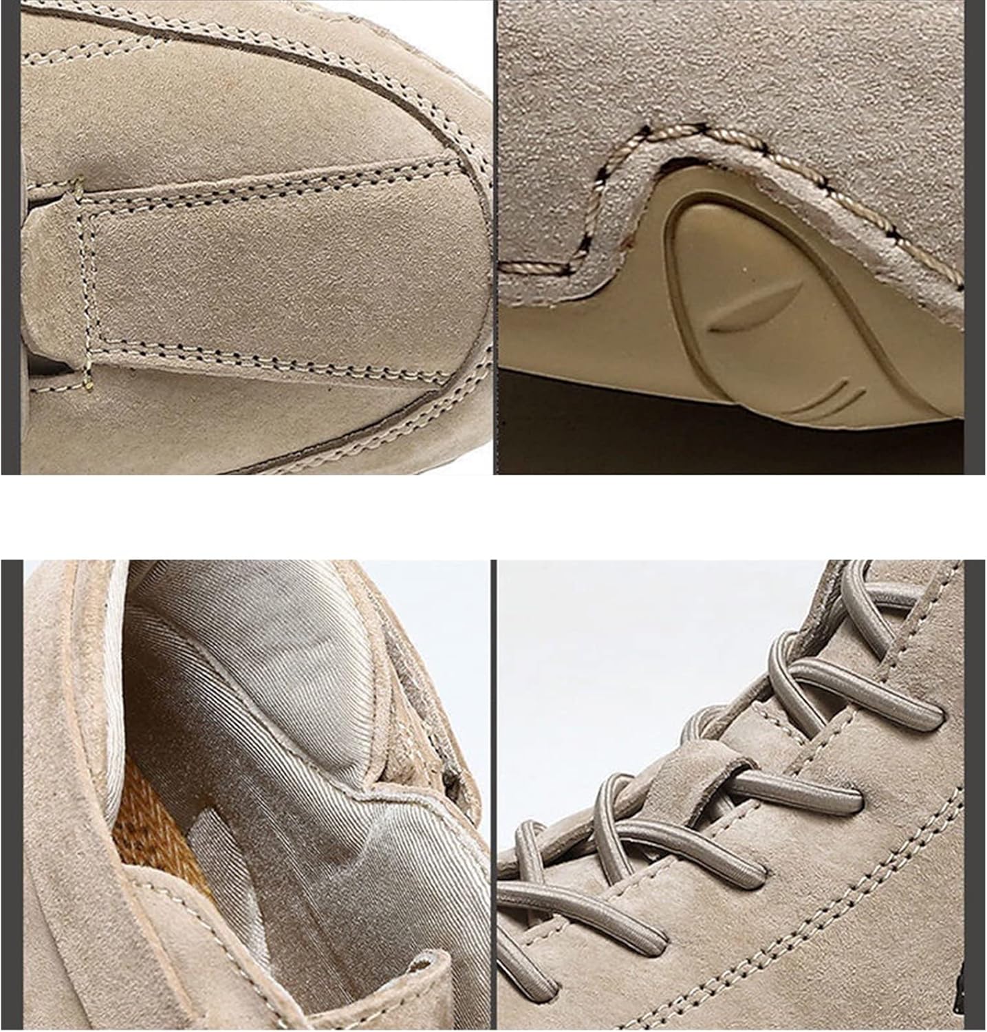 Italian Handmade Men's Suede High Top Boots, Lightweight Casual Leather Sneakers, Non-Slip Breathable Walking Shoes - Image 3