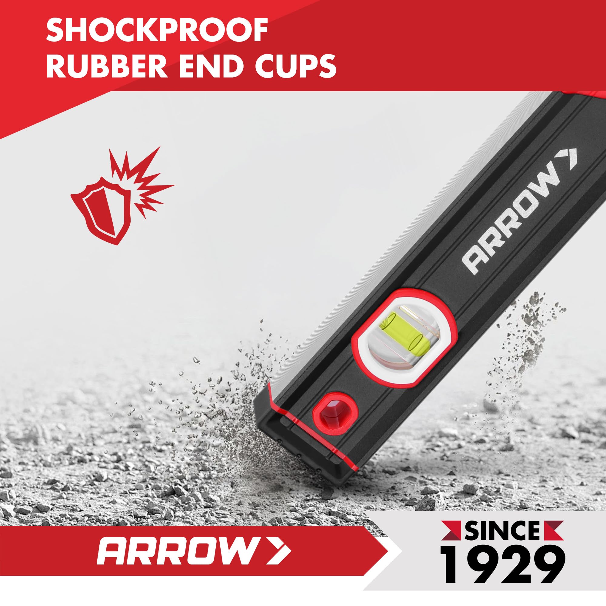 ARROW 16-Inch Level, Magnetic Torpedo Level with 45°/90°/180