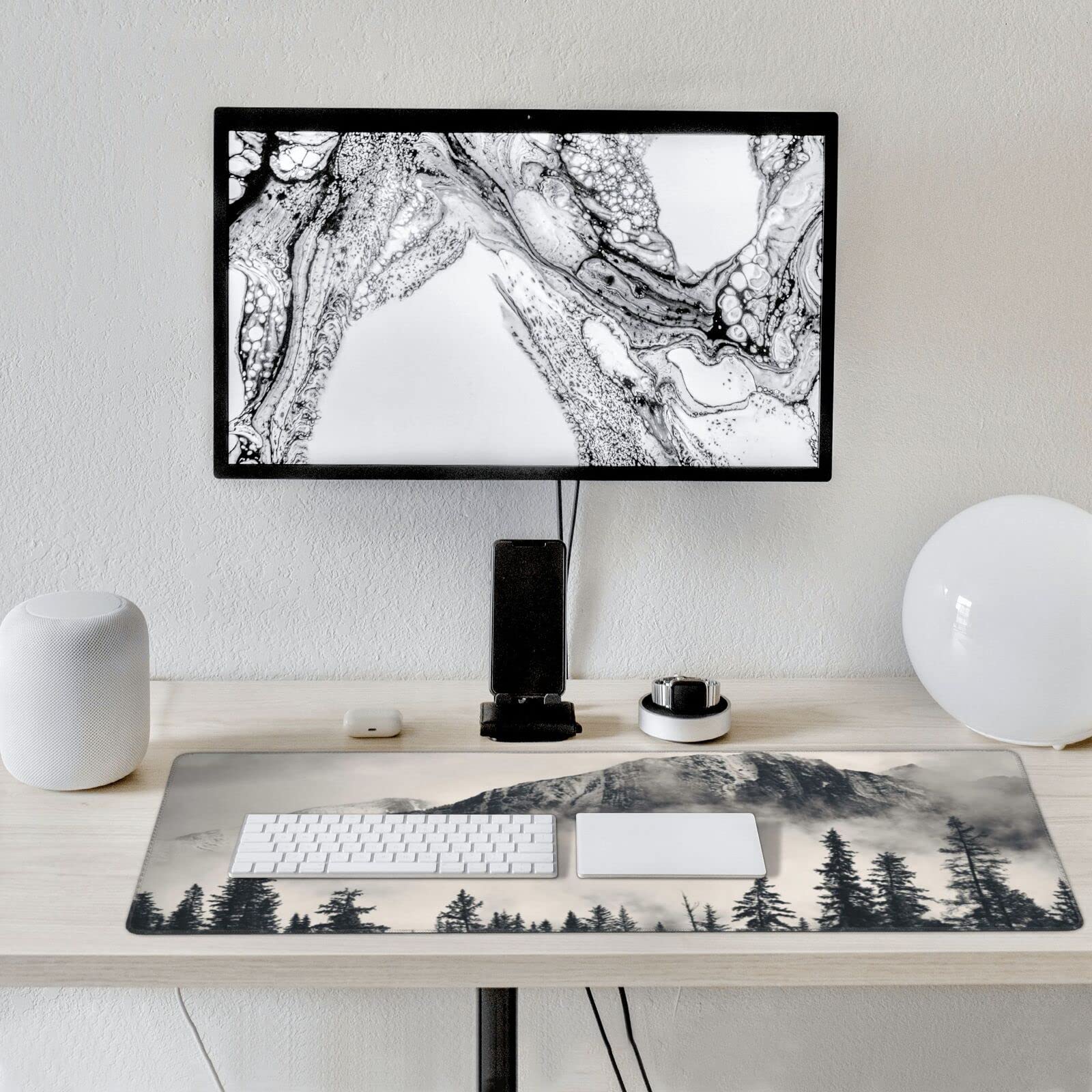 Tapis de souris de jeu imprimé Canadian Smokey Mountain Cliff (90 x 40 cm) - Grand tapis de bureau - Décoration de bureau - Tapis de clavier pour ordinateur portable