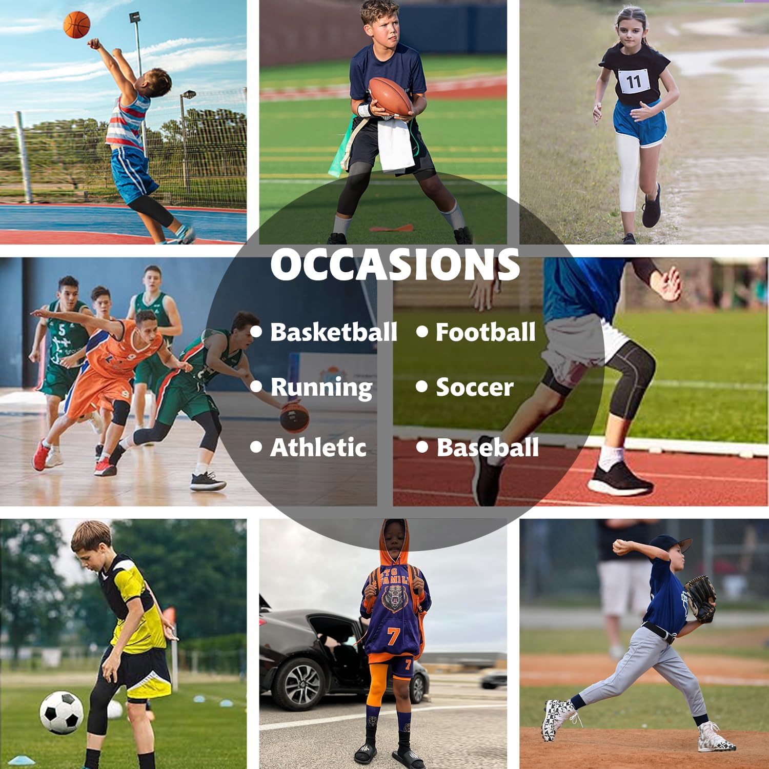 Youth Boys One Leg Compression Pants - Basketball 3/4 Single Leggings Sports Tights Kids Athletic Soccer Base Layer - Image 8