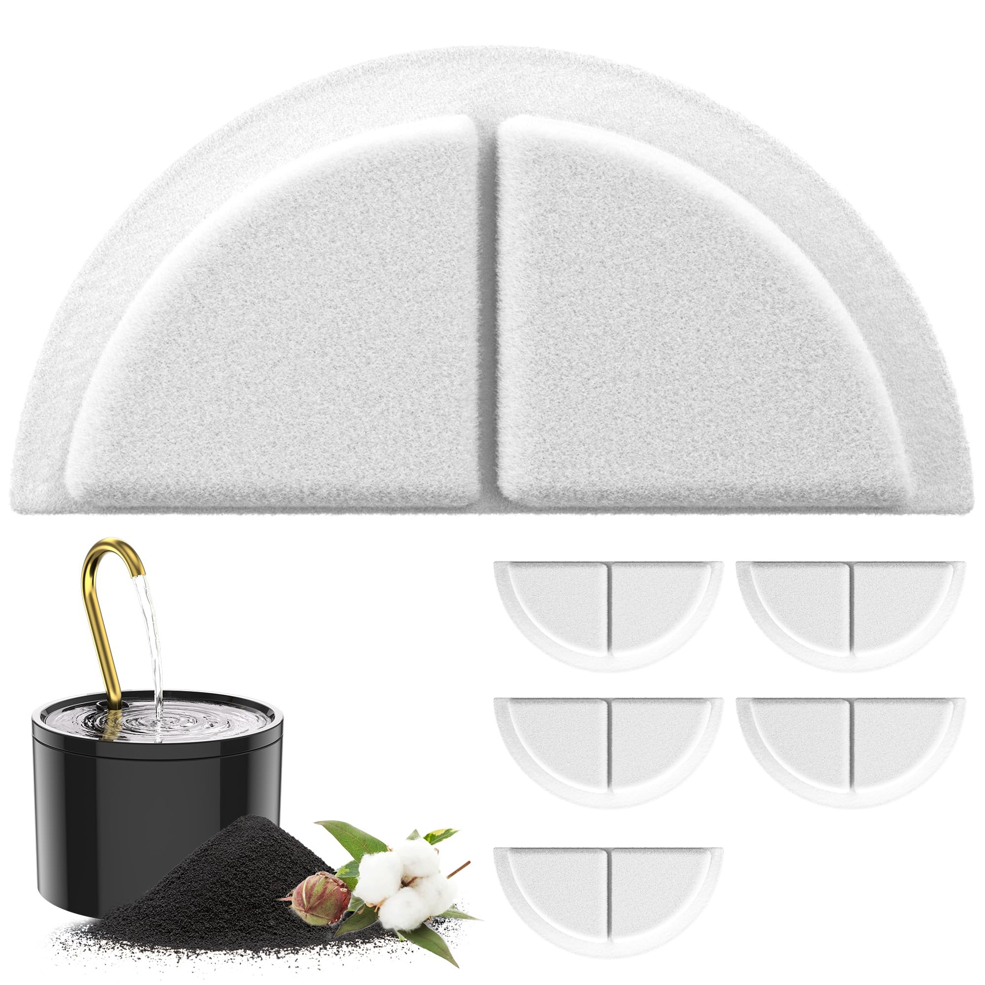 Kittyspout Aktivkohlefilter, 6er Set, für 1,2 l Keramik-Trinkbrunnen | Effektive Mehrstufenfiltration, empfohlen wird ein Filterwechsel alle 1–2 Wochen