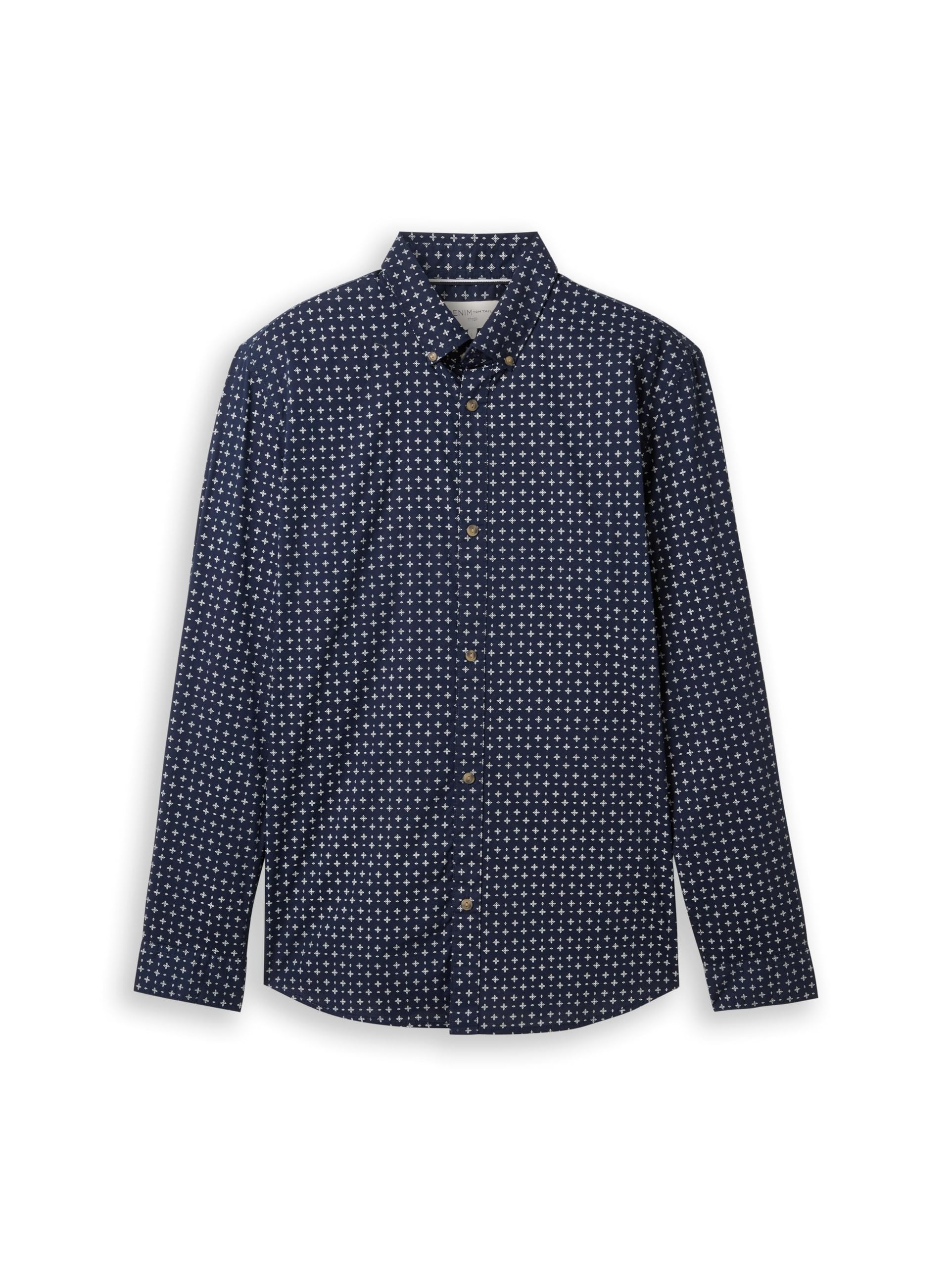 TOM TAILOR Denim Men's Slim Fit Shirt with Pattern, 35556 - Navy White Minimal Design, XL