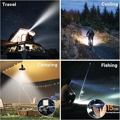 Miniatura 8 de Linterna frontal LED de 1200 lm, luces de cabeza para la frente, recargable por USB, con luz blanca roja, IPX6, impermeable, 5 modos, lámpara de