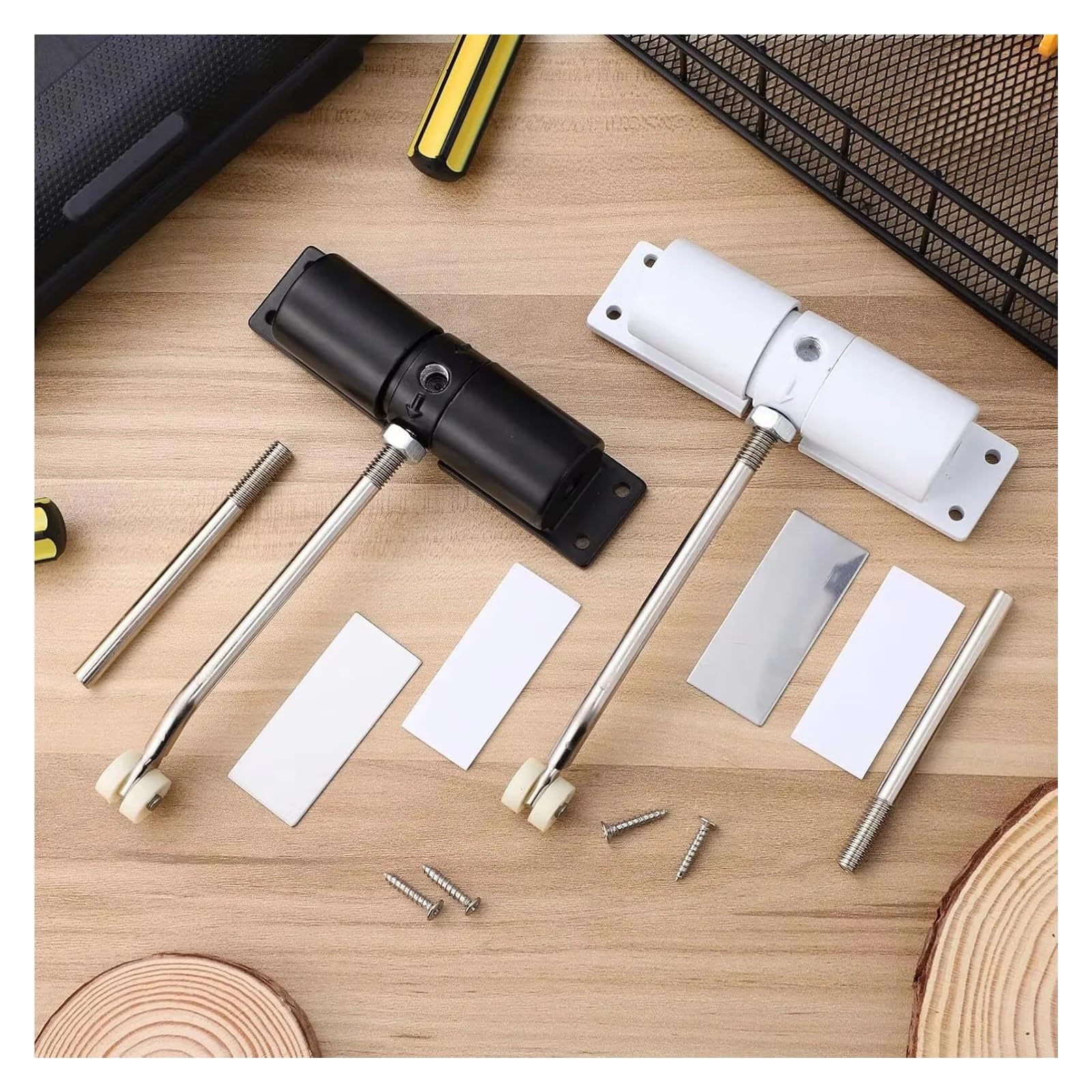 Cierrapuertas automático, resorte ajustable resistente para puertas interiores y exteriores, solución de cierre seguro y silencioso, acabado negro