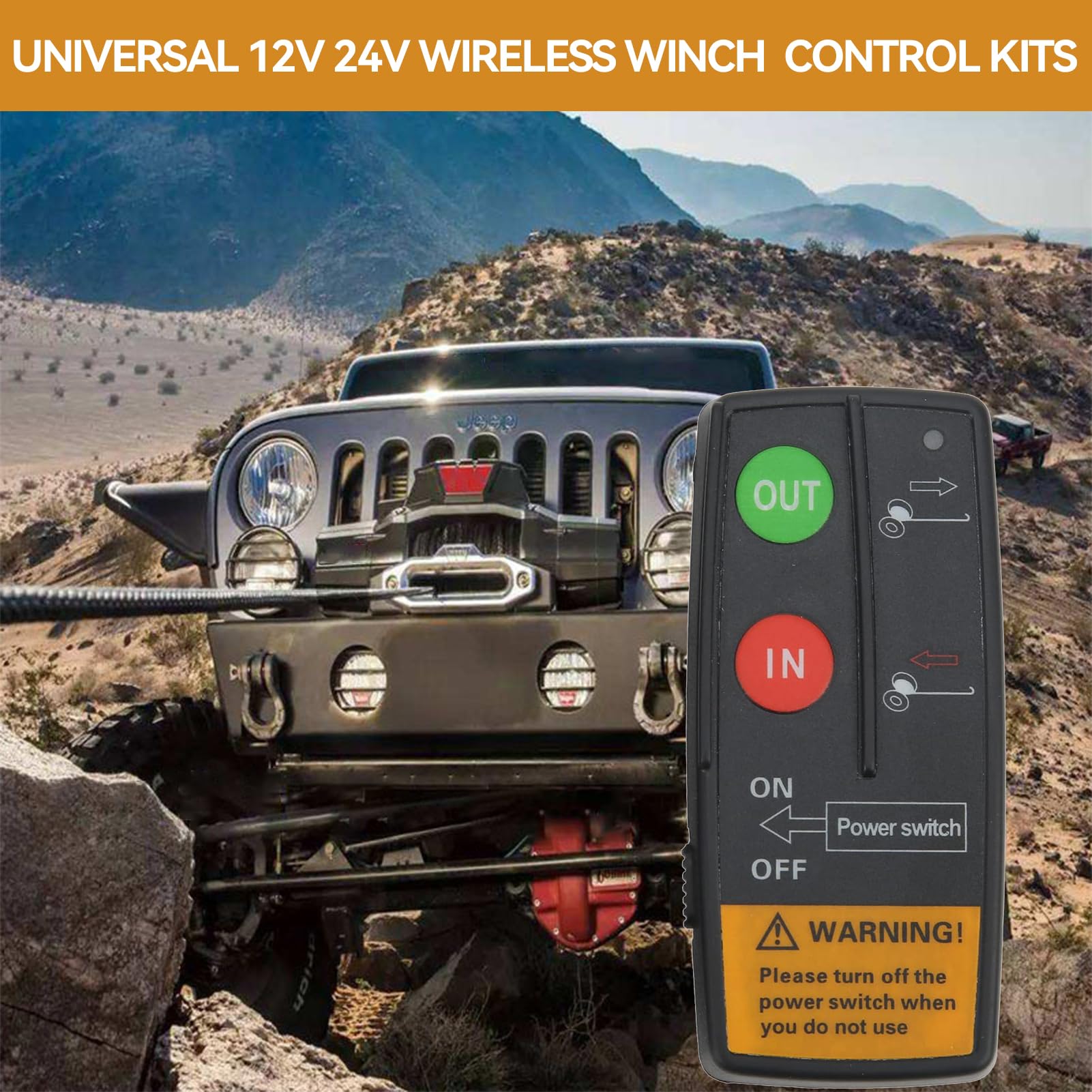 Telecomando Wireless per Verricello, Kit Controller Universale per Verricello Elettrico Gamma 75ft 12V 24V Accessori per Ricambi Automobilistici ad Alta Sensibilità per Auto Camion ATV