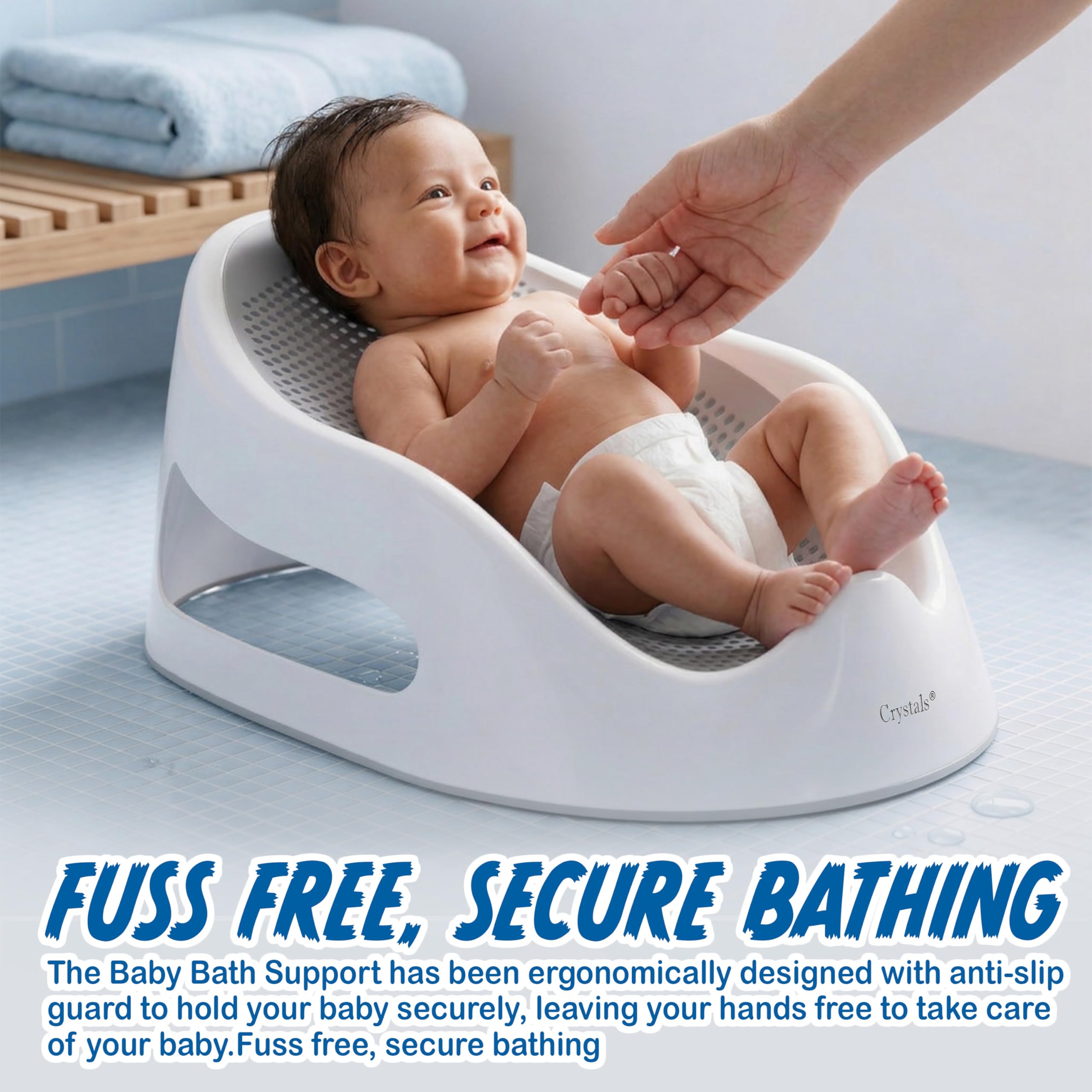Crystals Baby Bath Support Seat-Soft Touch Ergonomic Design - Anti-Slip Base-Safe & Comfortable Baby Bath Tub Lightweight- 0-6 Months — view 5