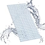 XIYUNTE Tapis de bain pour baignoire, Tapis de douche pour douche 36 x 16 Tapis de bain de pouce antidérapant avec ventouses, Trous d'évacuation pour douche, Tapis de baignoire en caoutchouc antidéflagrant pour les personnes âgées, Gris