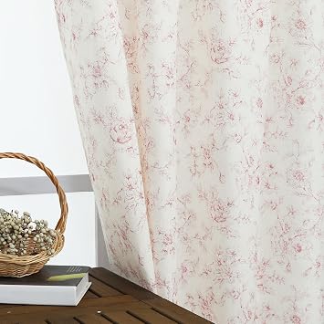 Lino Rosa Pink Vintage Floral Curtains