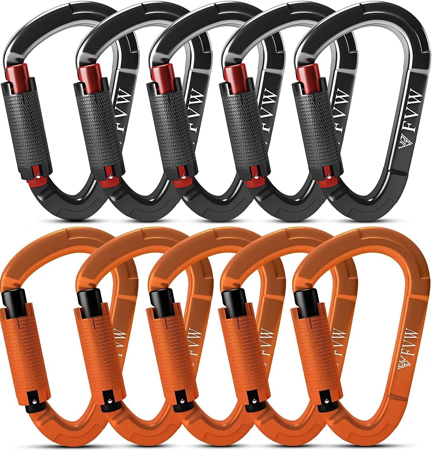 FVW Auto Locking Rock Climbing Carabiner Clips, UIAA Certified Professional 25KN (5620 lbs) Heavy Duty Caribeaners for Rappelling Swing Rescue & Gym