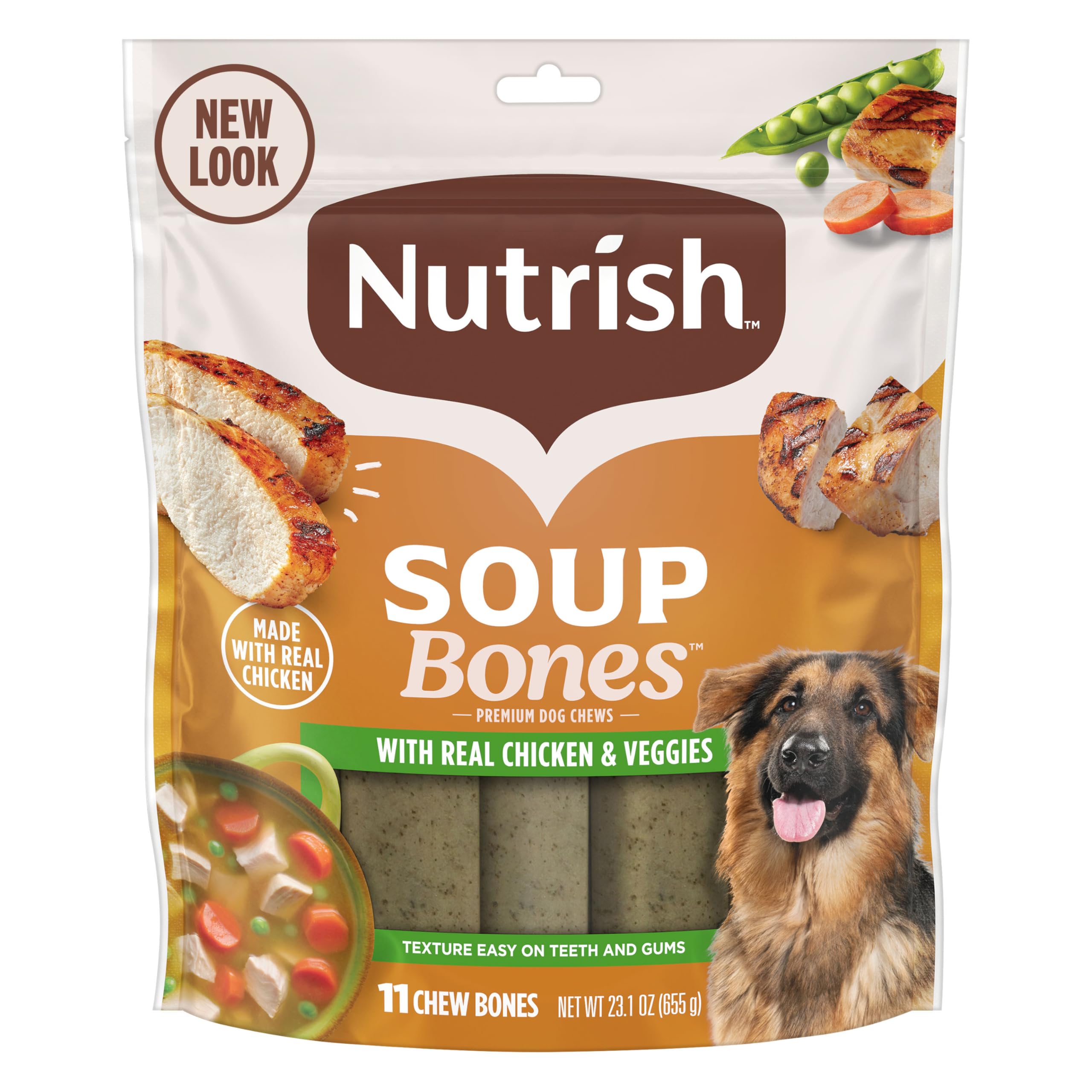 Nutrish Soup Bones Premium Dog Chews with Real Chicken and Veggies, 11 Chews, Packaging May Vary (Rachael Ray)