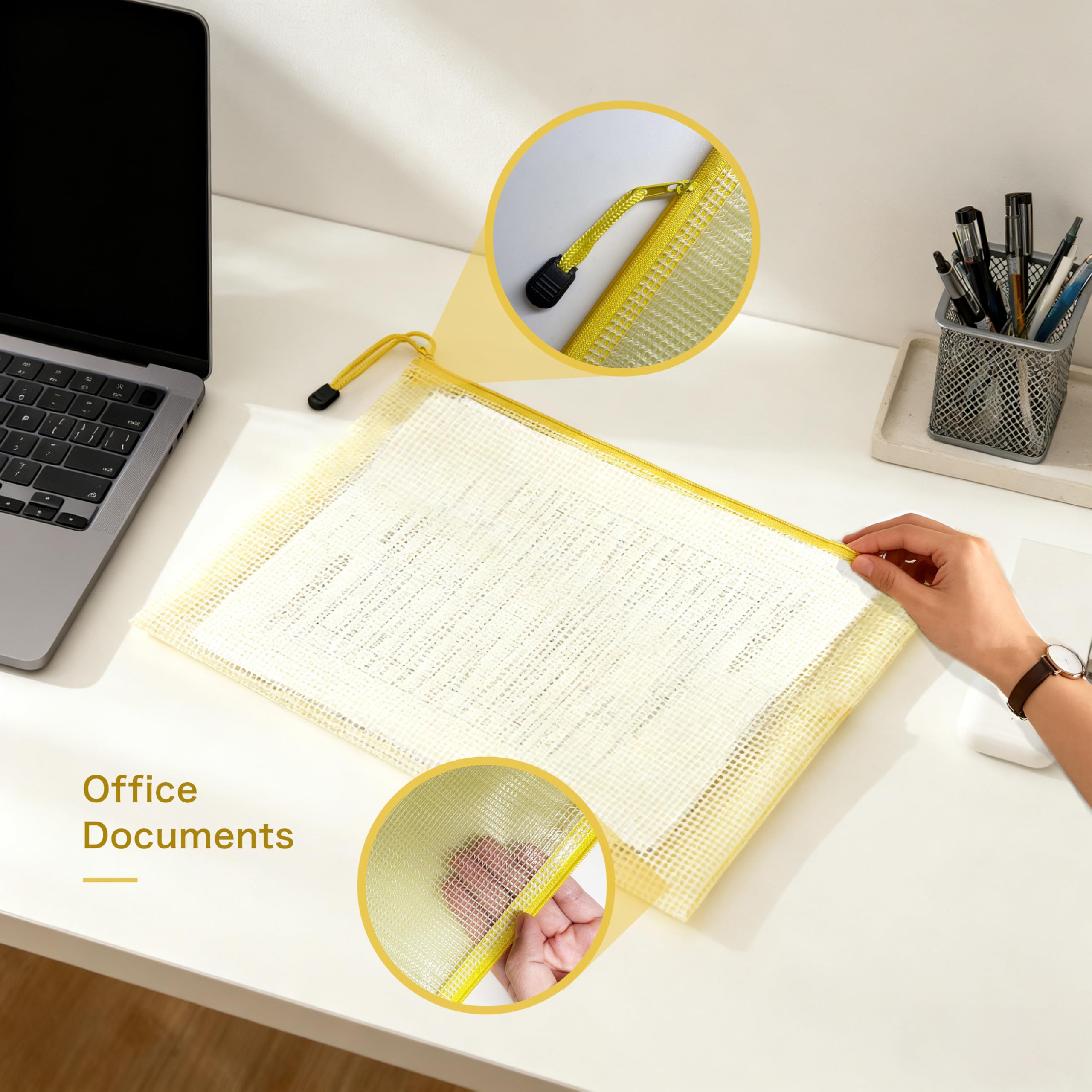 28pcs Mesh Zipper Pouch File Bags A4 Letter Size Zipper Bags for Organizing Storage Waterproof Document Zipper Pouches — view 6