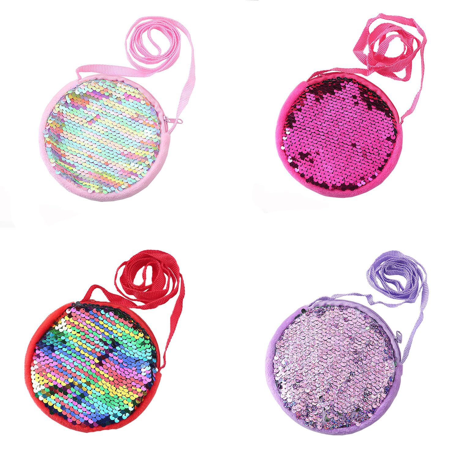 Sequin Coin Purse Creative Gifts for Kids Cross Body Mini Bag Sequin Coin Purse Shoulder Bag with Sequin (Assorted Color-1Pcs)-image-32