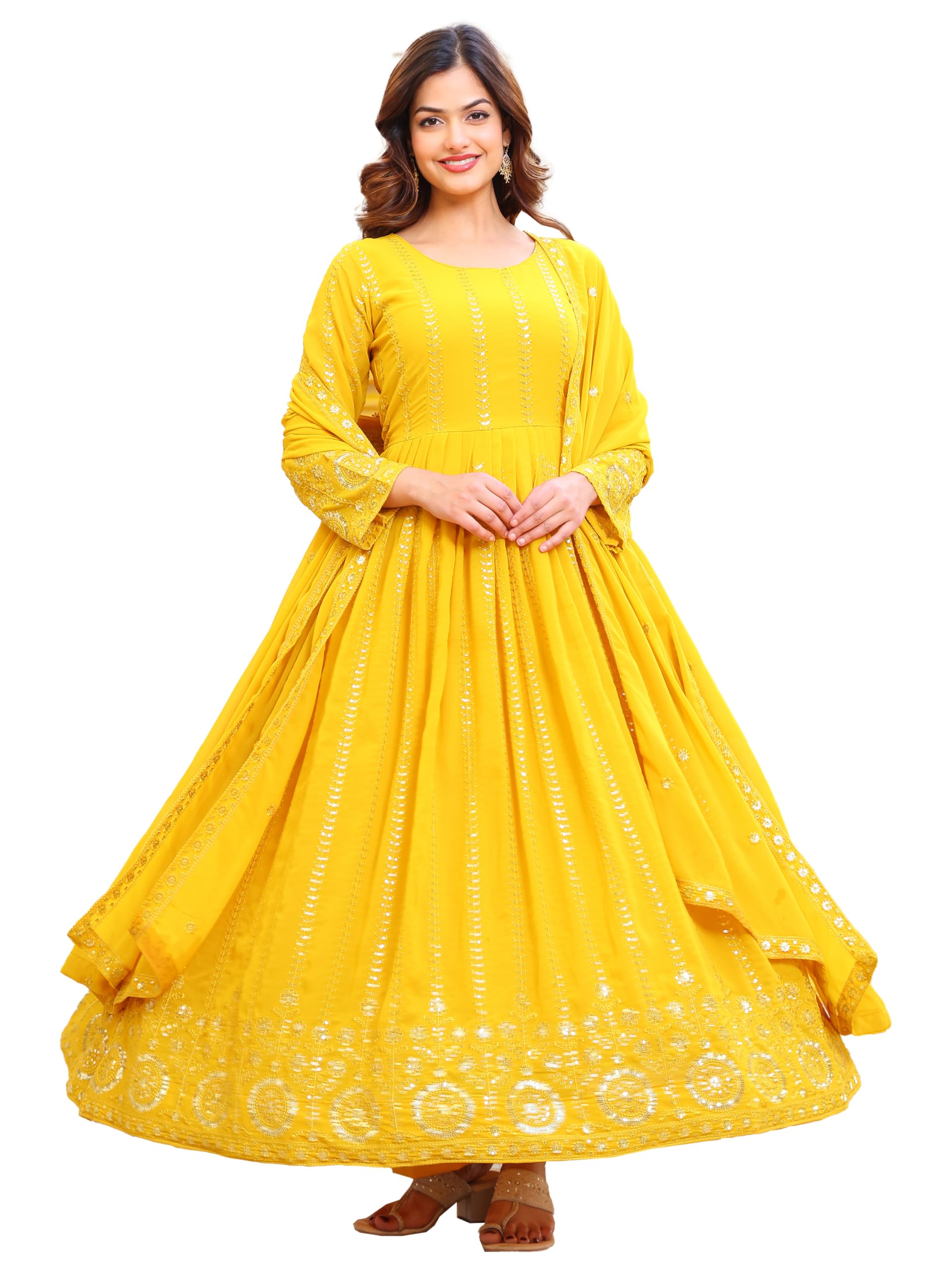 fashion basket Embroidered Anarkali Dress for Women-picture-24