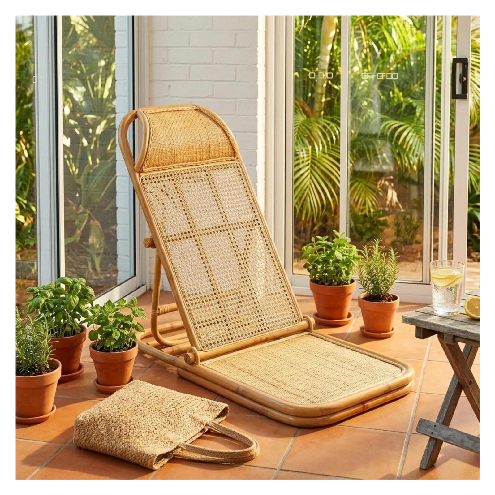 Silla Plegable de Ratán Silla De Suelo Ratán