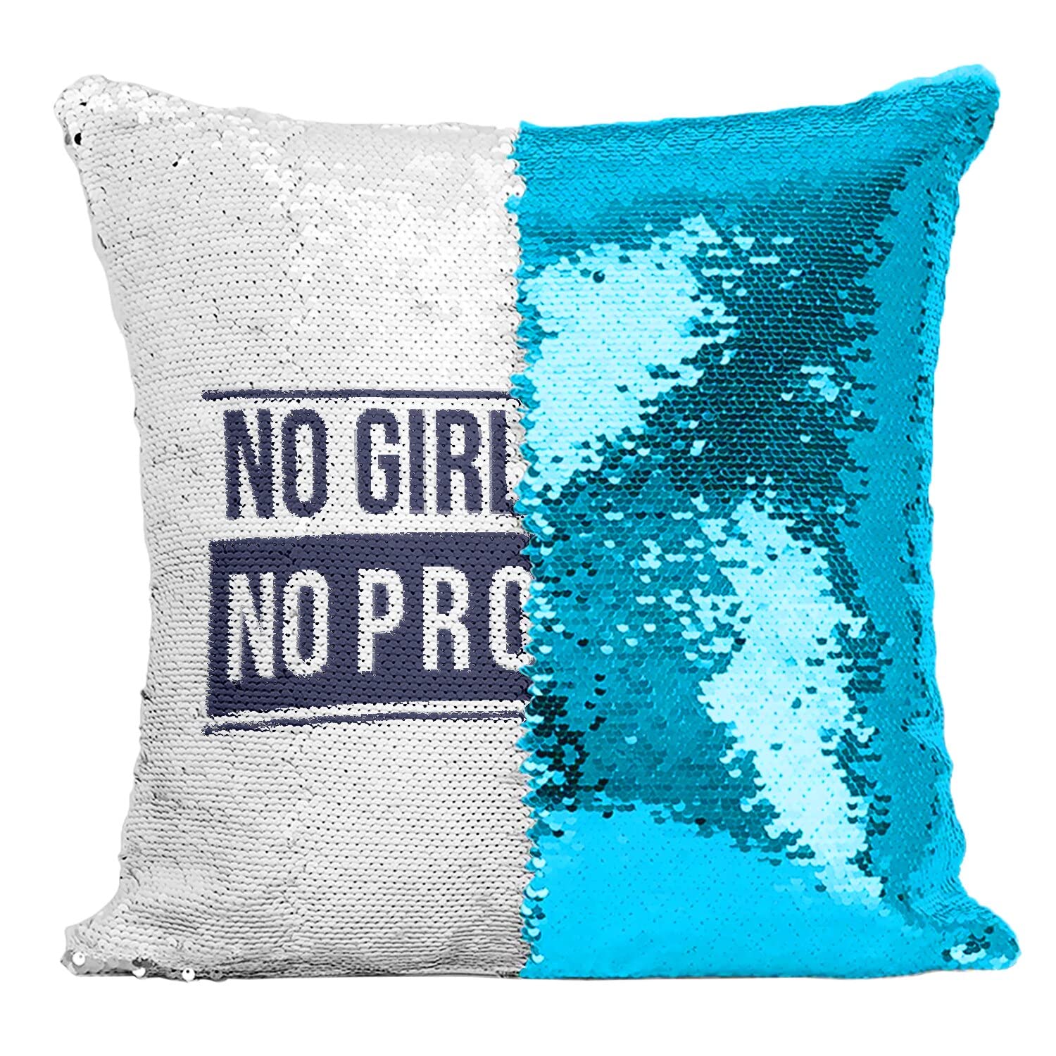 Coussin Housse Sequin Turquoise Paillettes Expression Copine Amour