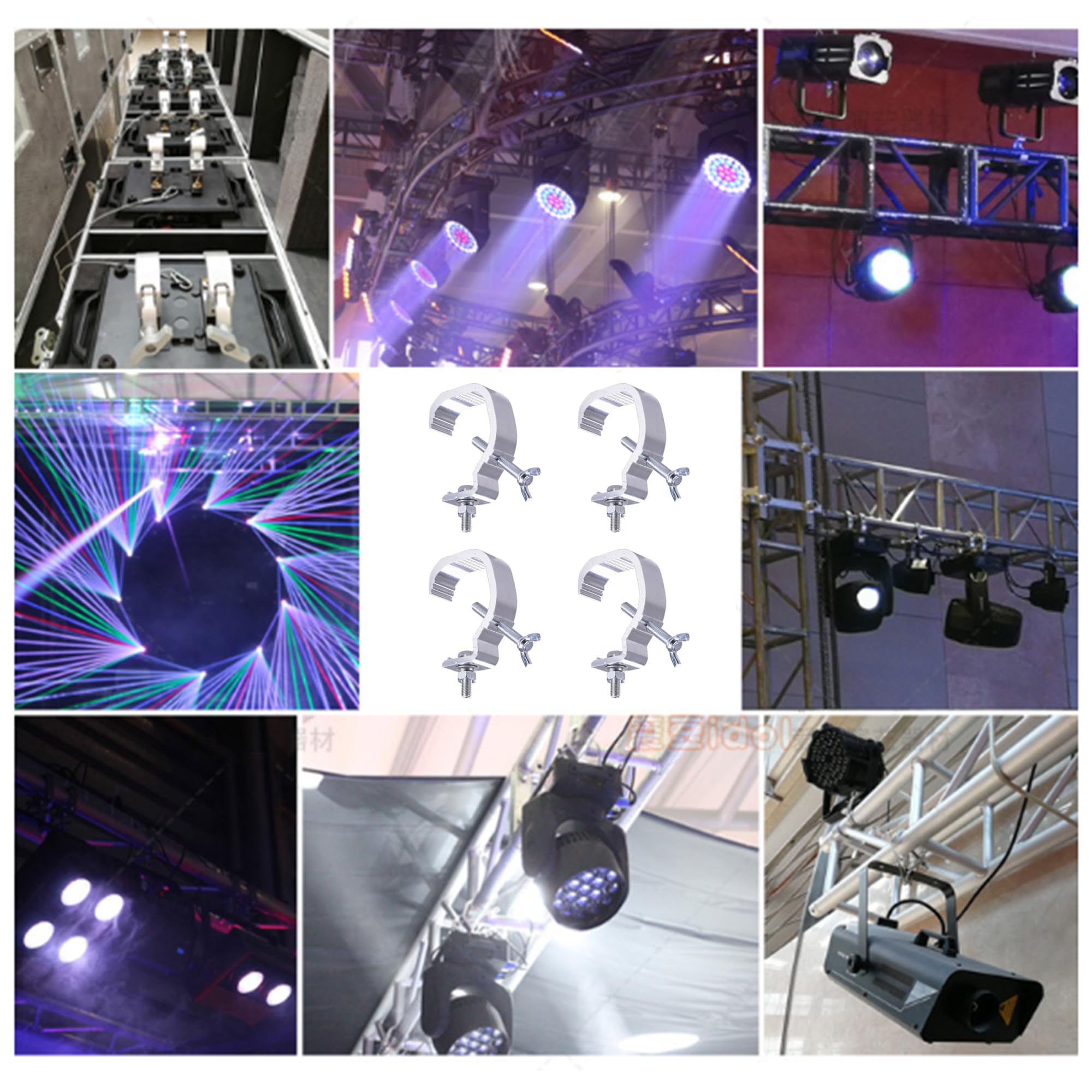 4 Pièces Crochets Pince Lumière De Scène Métal - Support C Robuste Pour Projecteur LED DJ (30-50mm)
