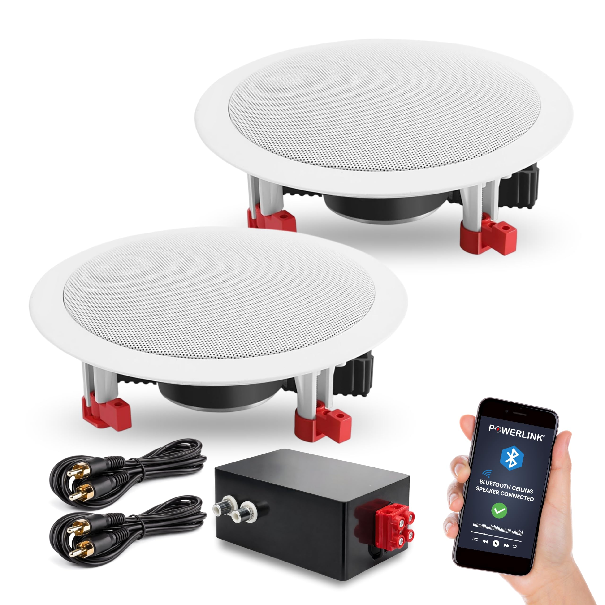 Powerlink 9inch Bluetooth Flush Mount in-Ceiling 2-Way Speaker System Quick Connections Polypropylene Cone & Polymer Tweeter Stereo Sound 60Watt (30W Each) for Office, Gym, Home Theater (Pack of 2)-image-40