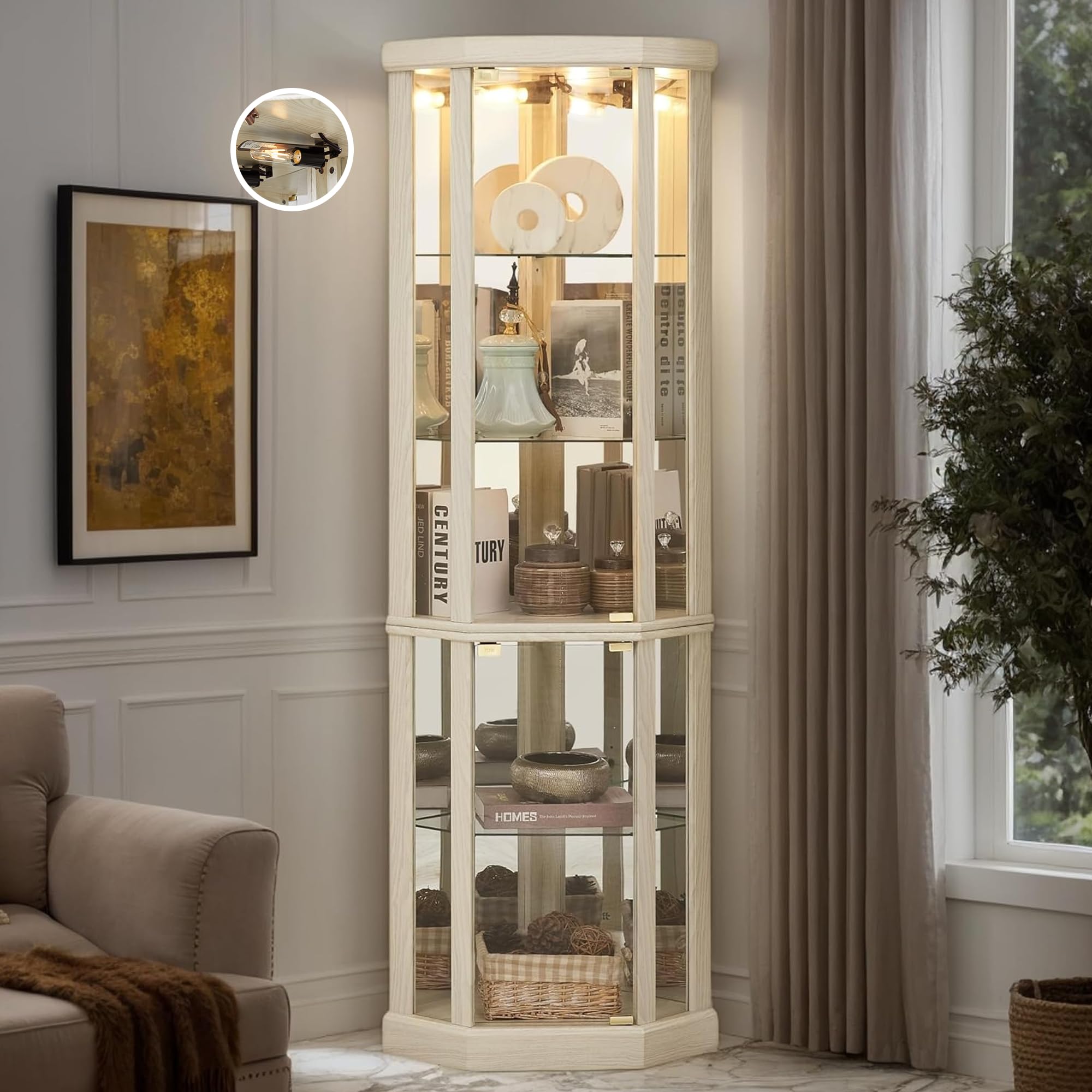 CKEASEAN Corner Curio Cabinet, 70