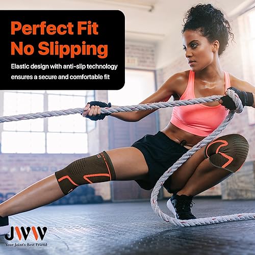 Miniatura 7 de Rodilleras de compresión, paquete de 2 rodilleras para mujeres y hombres, alivio del dolor de rodilla, soporte de rodilla para correr, rodilleras