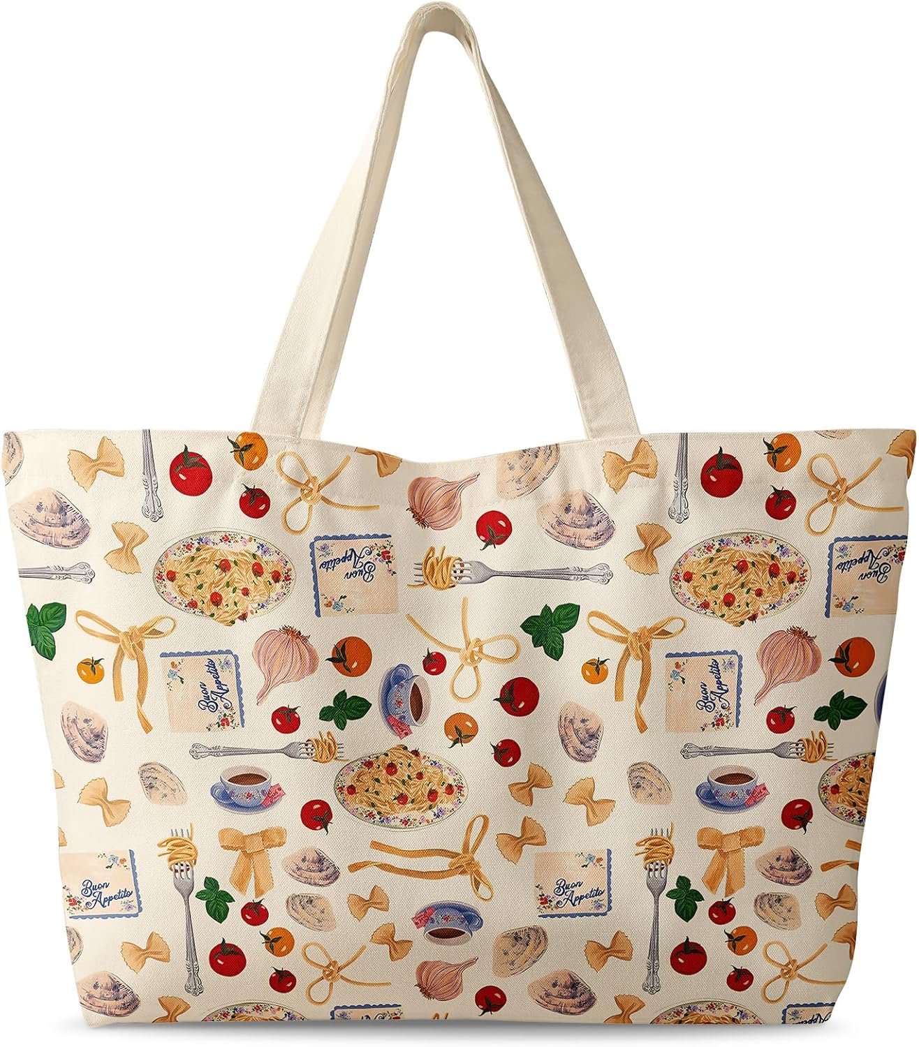 Miss Adola Large Tote Bag for Women - Canvas Tote Bag with Zipper Aesthetic Reusable Shoulder Bag for Gym, Travel, Work