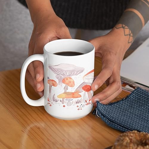 Miniatura 5 de LookHUMAN Taza de café de hongos, tazas de café únicas para los amantes del café, tazas de café de cerámica con impresión de doble cara para amantes