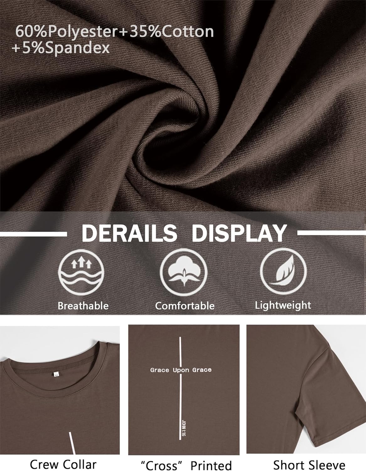 Opomelo Christian Jesus Shirts for Men God Religious Faith T-Shirts Cross Printed Oversized Graphic Tees Tops - Image 5