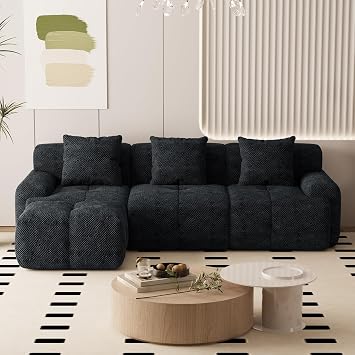 Chifee & Vingol 104" Modular Sectional Sofa with 1 Ottoman & 3 Pillows 4 Seat Upholstered Cloud Boneless Sectional Couch for Living Room,Charcoal